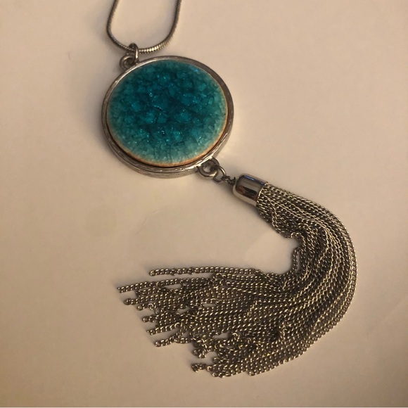 3/$20 Laura Silver and Turquoise Long Necklace NWT - Picture 4 of 13
